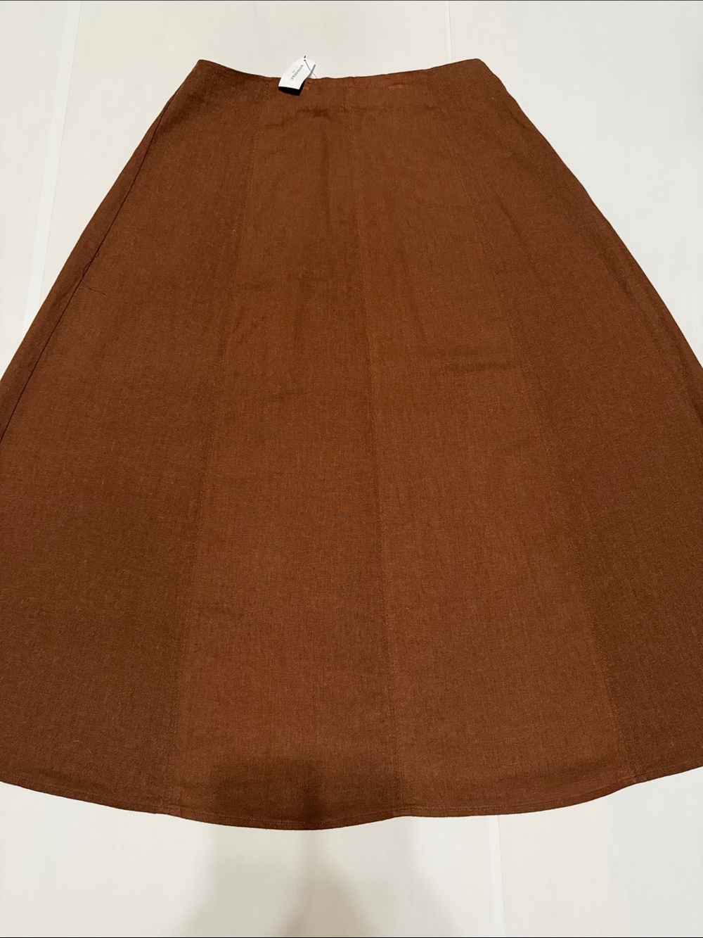 Banana Republic Linen-Blend A-Line Midi Skirt Rust Brown 10 NWT
